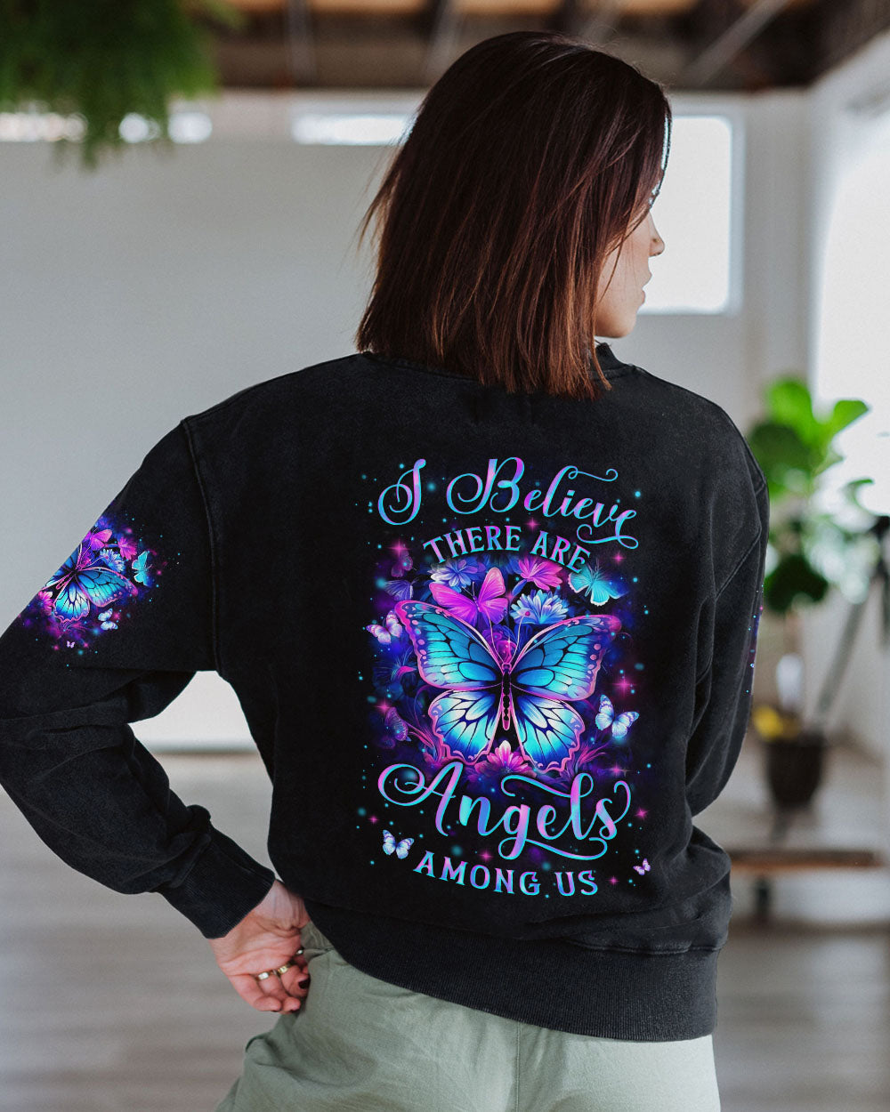 I BELIEVE THERE ARE ANGELS AMONG US BUTTERFLY ALL OVER PRINT - YHLN2106243
