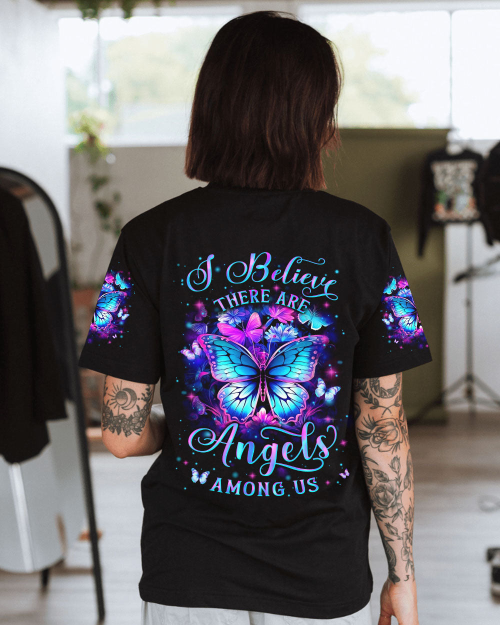 I BELIEVE THERE ARE ANGELS AMONG US BUTTERFLY ALL OVER PRINT - YHLN2106243