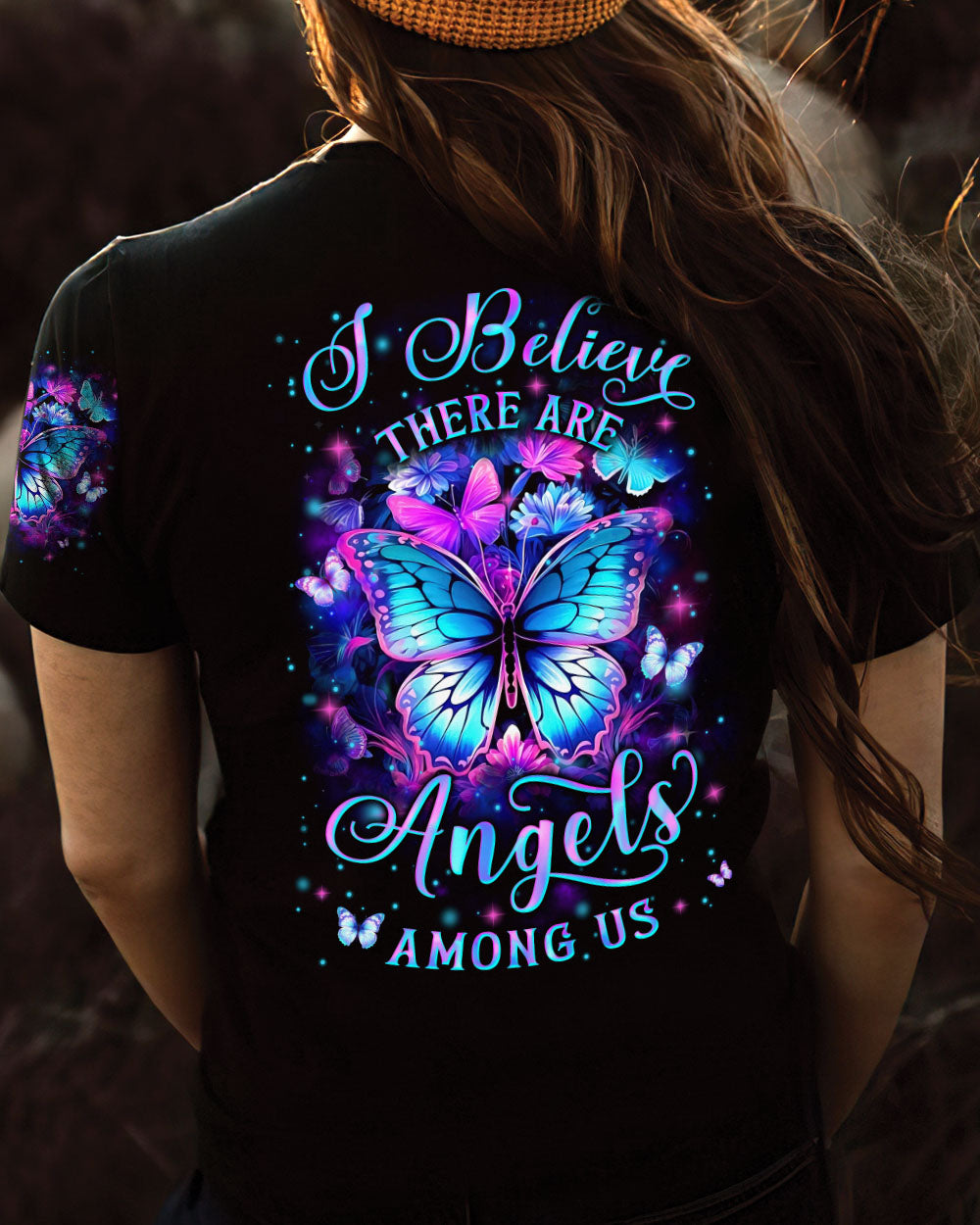 I BELIEVE THERE ARE ANGELS AMONG US BUTTERFLY ALL OVER PRINT - YHLN2106243