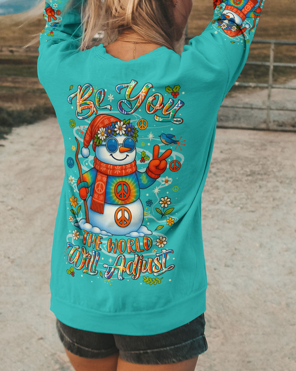 BE YOU THE WORLD WILL ADJUST CHRISTMAS SNOWMAN ALL OVER PRINT - YHLN2110252