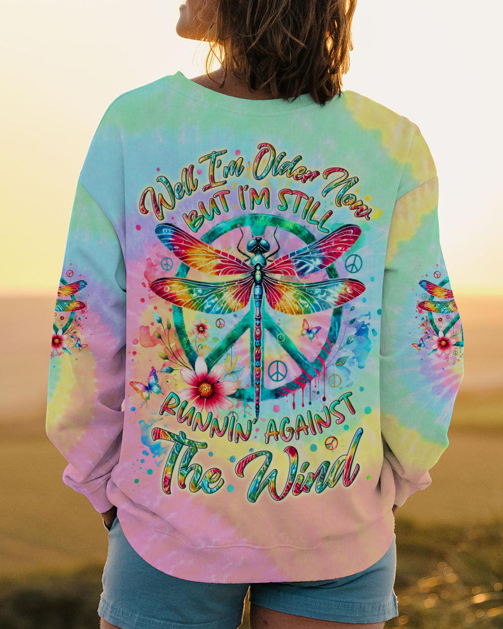 RUNNING AGAINST THE WIND DRAGONFLY TIE DYE ALL OVER PRINT - YHLN2412242