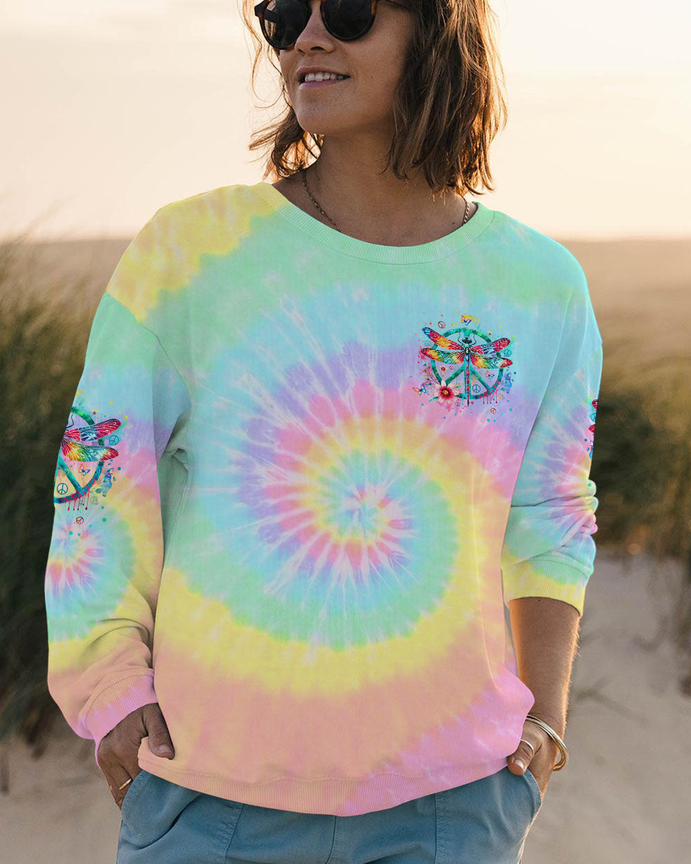 RUNNING AGAINST THE WIND DRAGONFLY TIE DYE ALL OVER PRINT - YHLN2412242