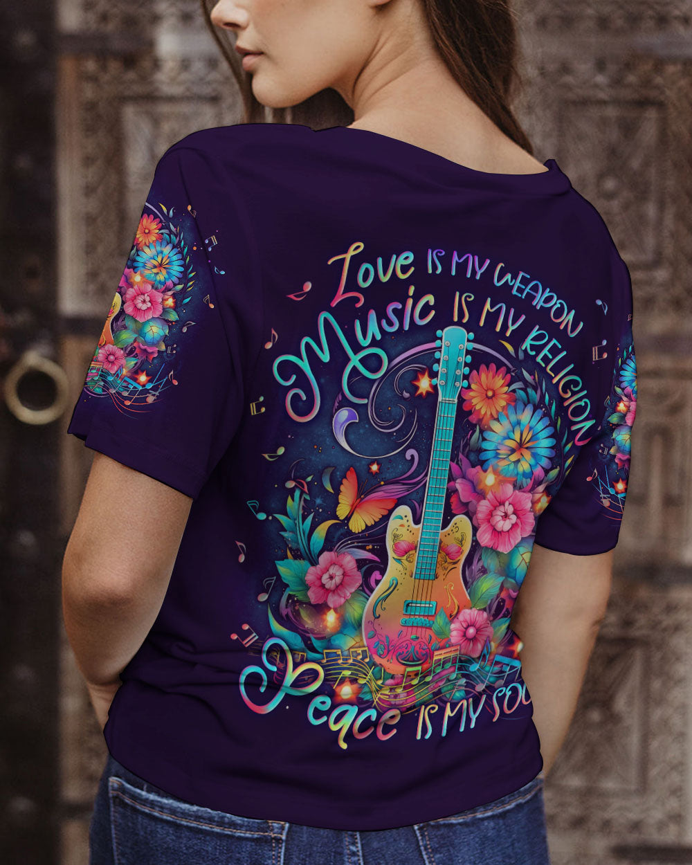 PEACE IS MY SOUL GUITAR ALL OVER PRINT - YHLN2605231