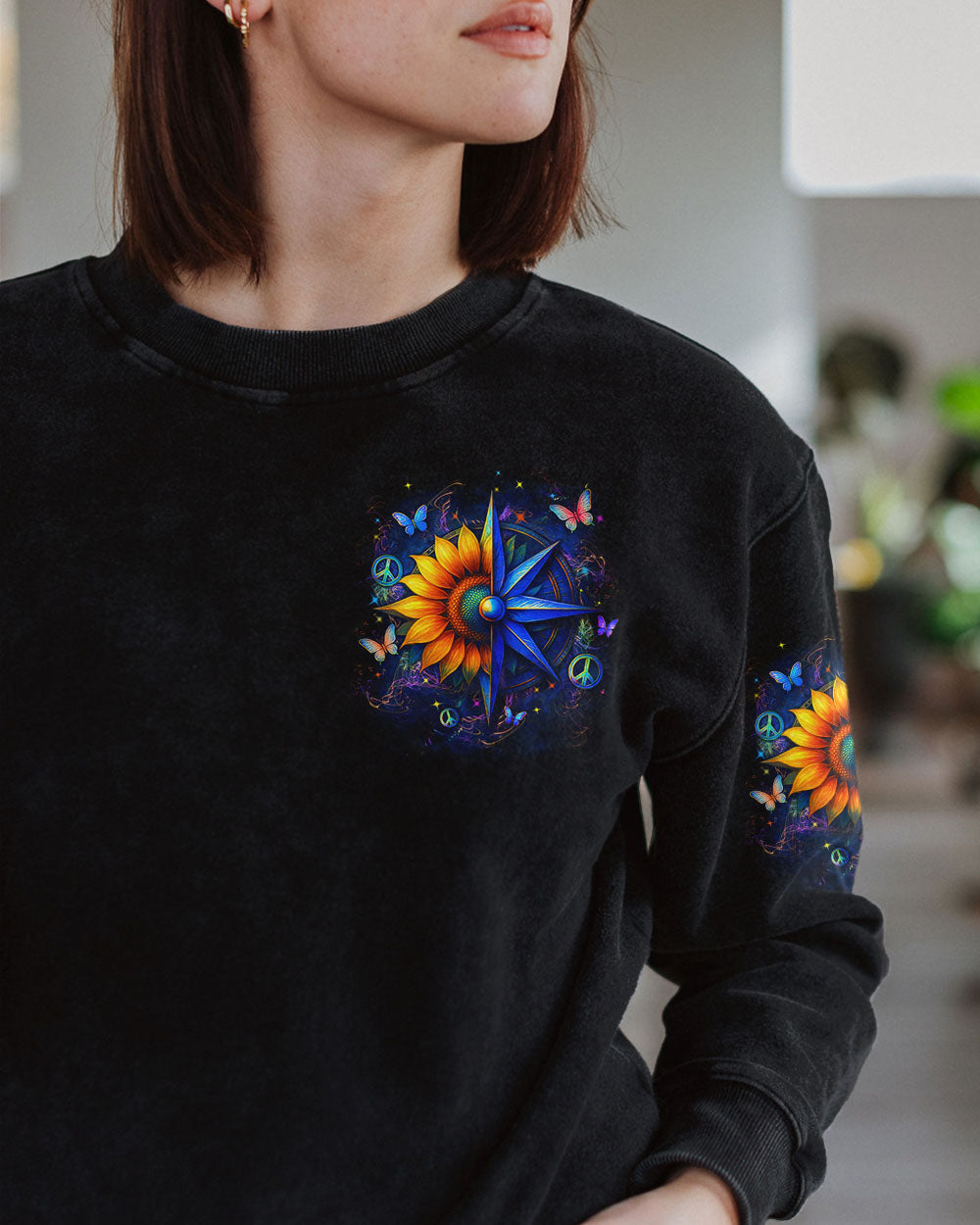 STAY TRUE STAY YOU COMPASS SUNFLOWER ALL OVER PRINT - YHLN2804253