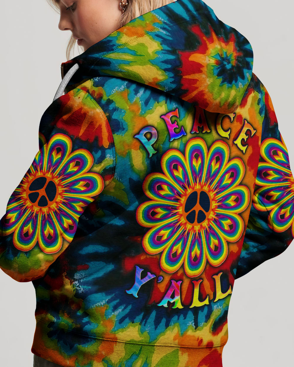 PEACE Y'ALL TIE DYE ALL OVER PRINT - YHLN2806234