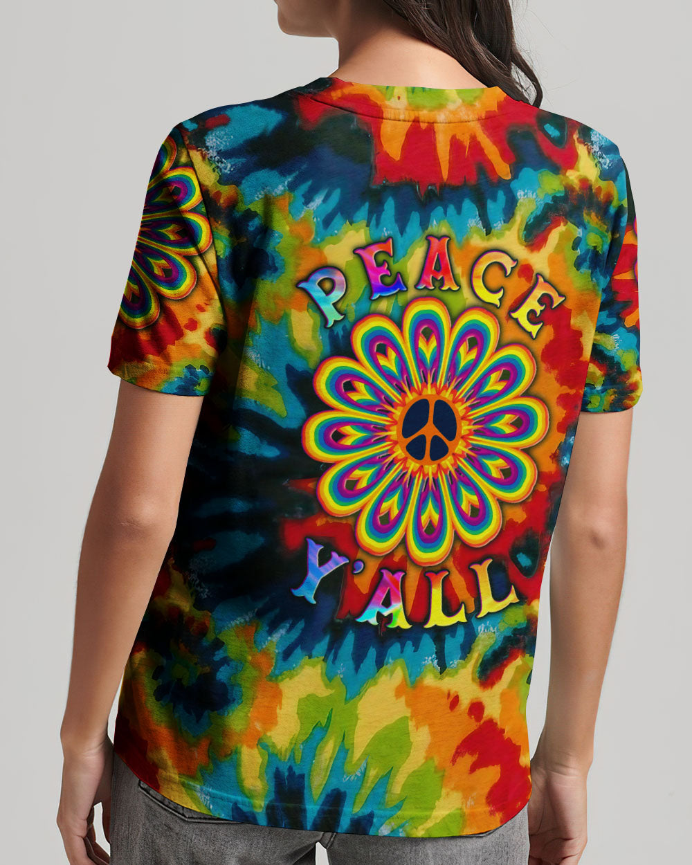 PEACE Y'ALL TIE DYE ALL OVER PRINT - YHLN2806234