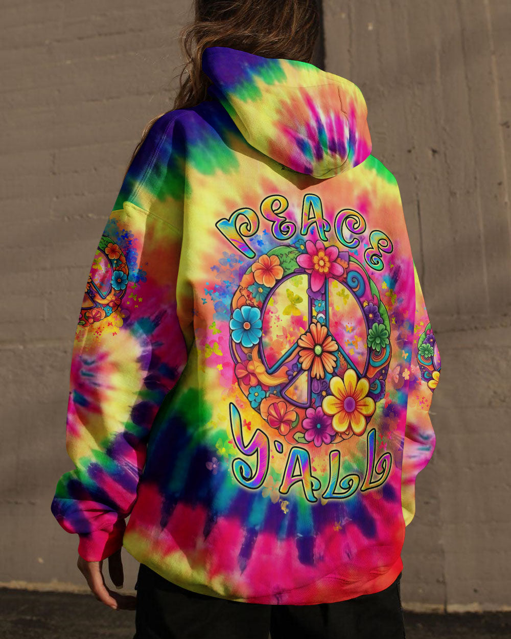 PEACE Y'ALL TIE DYE ALL OVER PRINT - YHLN2907244