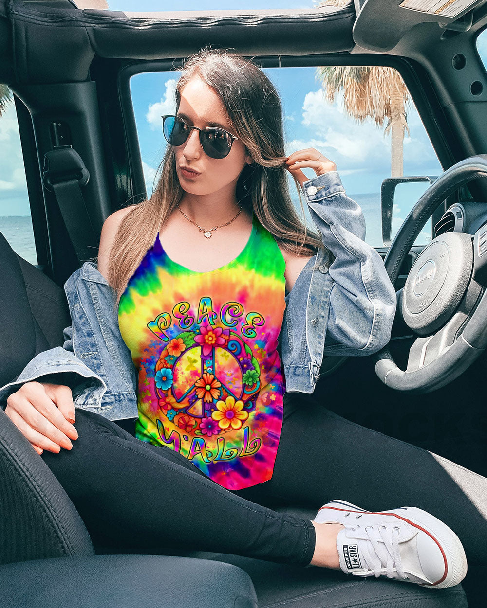 PEACE Y'ALL TIE DYE ALL OVER PRINT - YHLN2907244