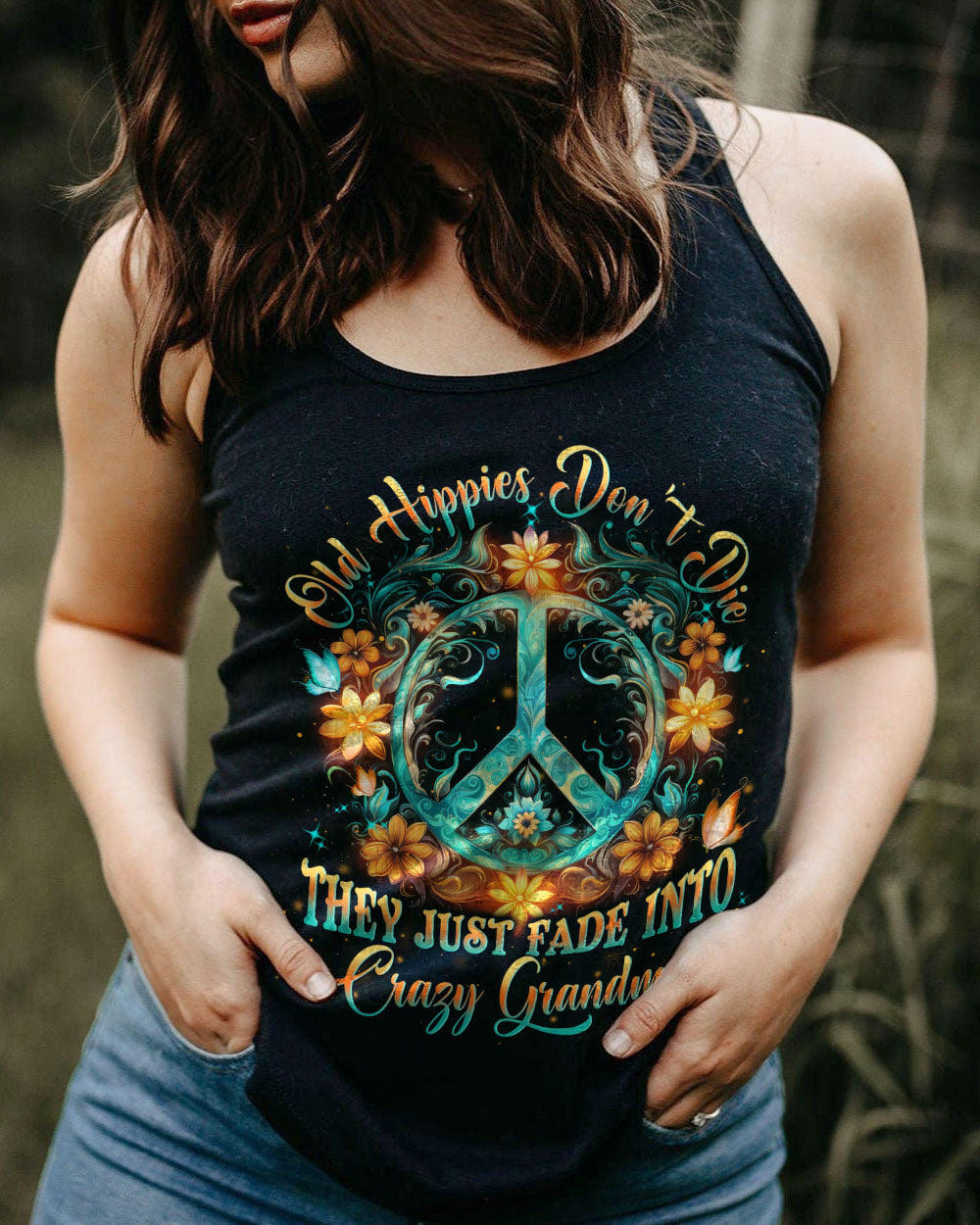 OLD HIPPIES DON'T DIE HIPPIE GRANDMA ALL OVER PRINT - YHLN2908234