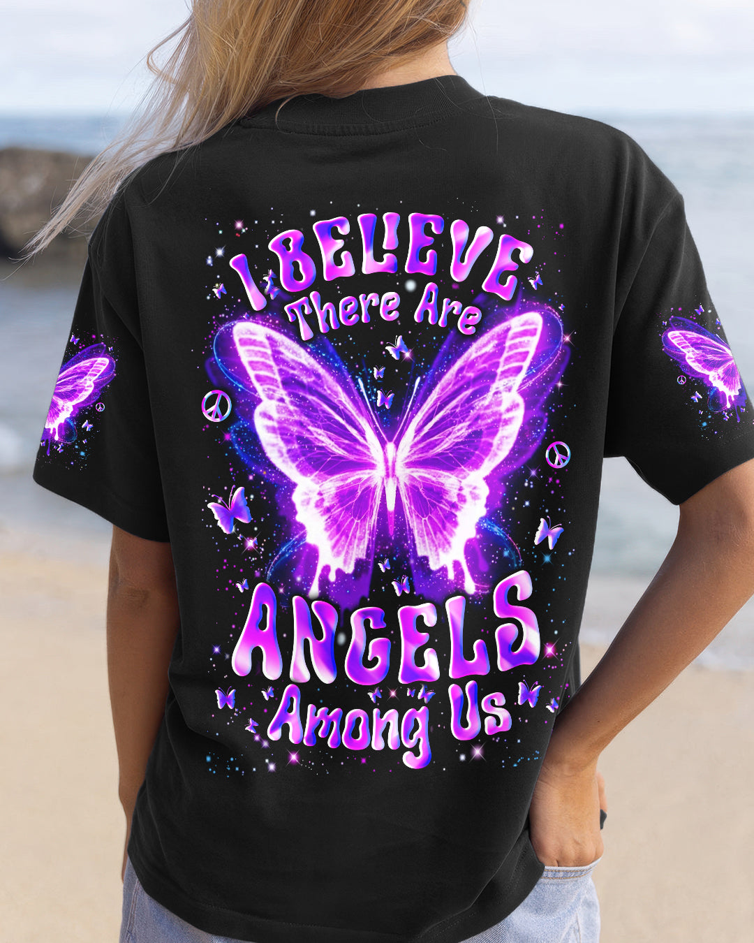 I BELIEVE THERE ARE ANGELS AMONG US BUTTERFLY ALL OVER PRINT - YHLN3012251