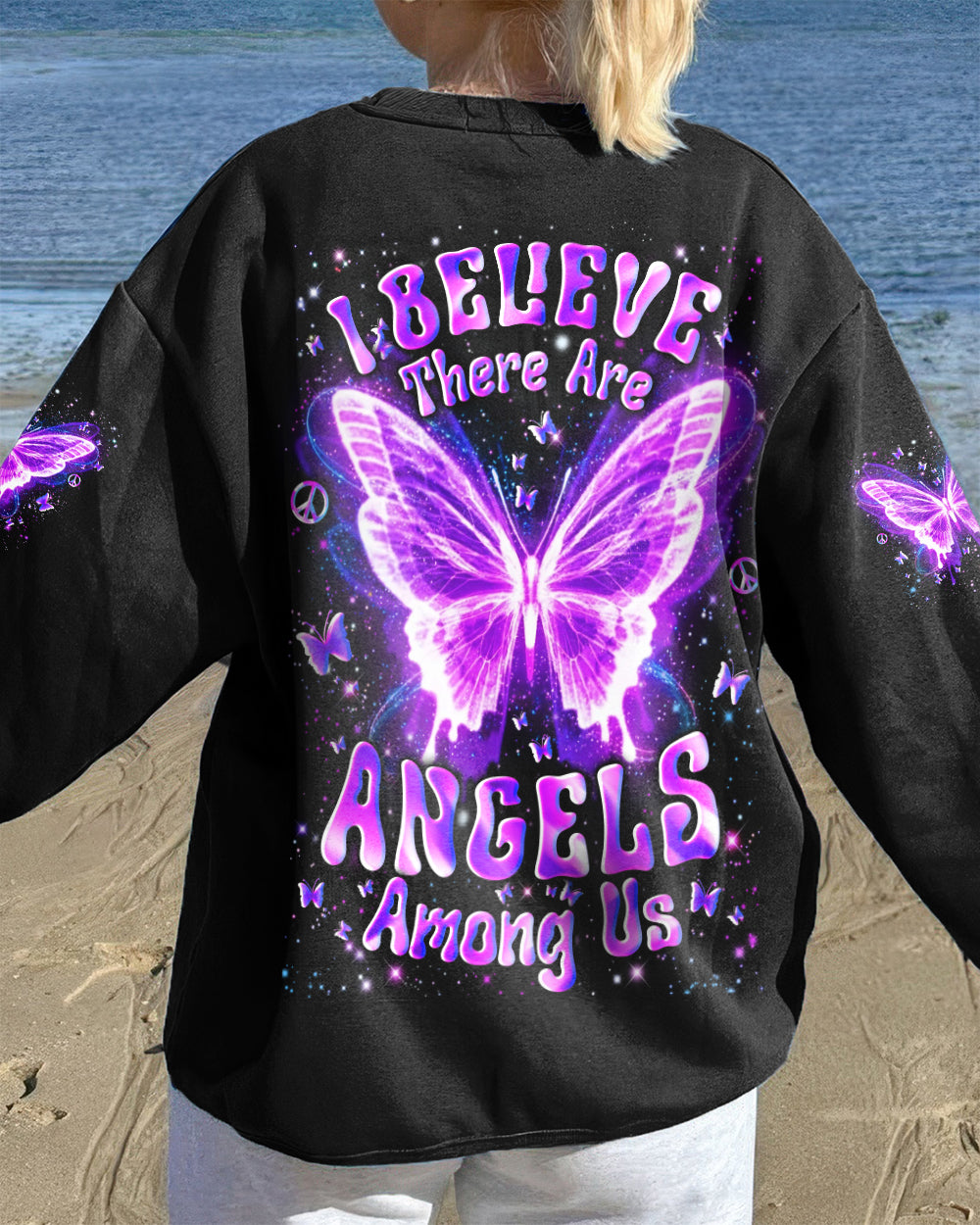 I BELIEVE THERE ARE ANGELS AMONG US BUTTERFLY ALL OVER PRINT - YHLN3012251