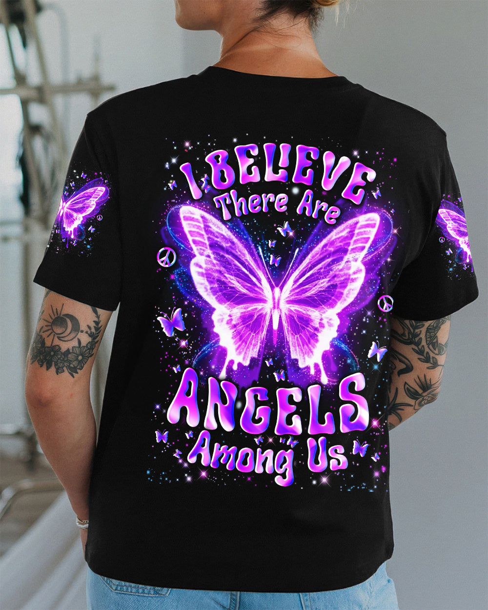 I BELIEVE THERE ARE ANGELS AMONG US BUTTERFLY ALL OVER PRINT - YHLN3012251