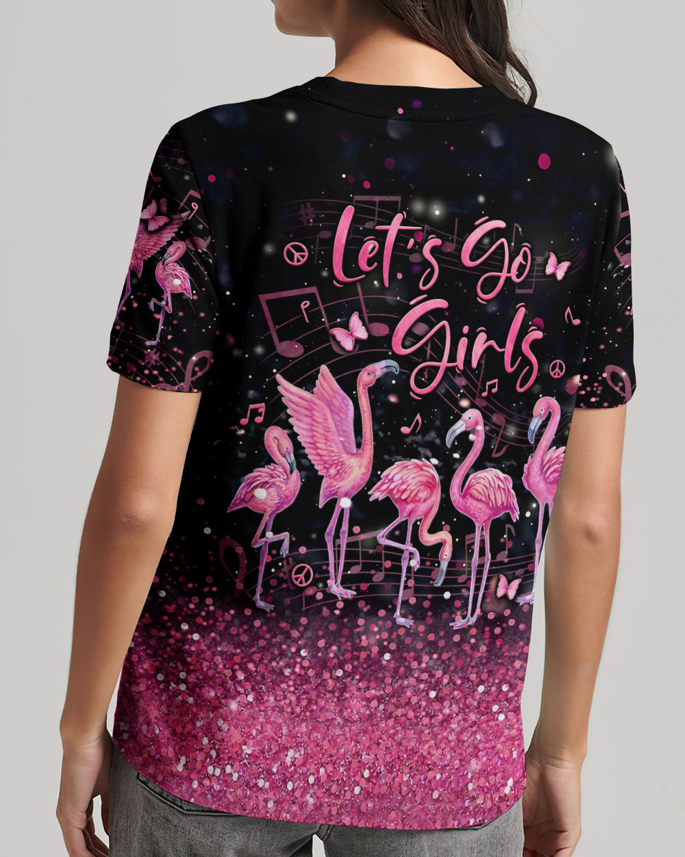 LET'S GO GIRLS FLAMINGO ALL OVER PRINT - YHLN3105242