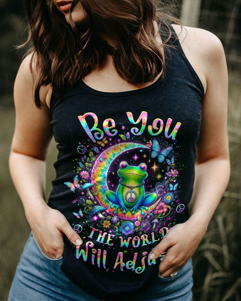 BE YOU THE WORLD WILL ADJUST FROG ALL OVER PRINT - YHLT0104242