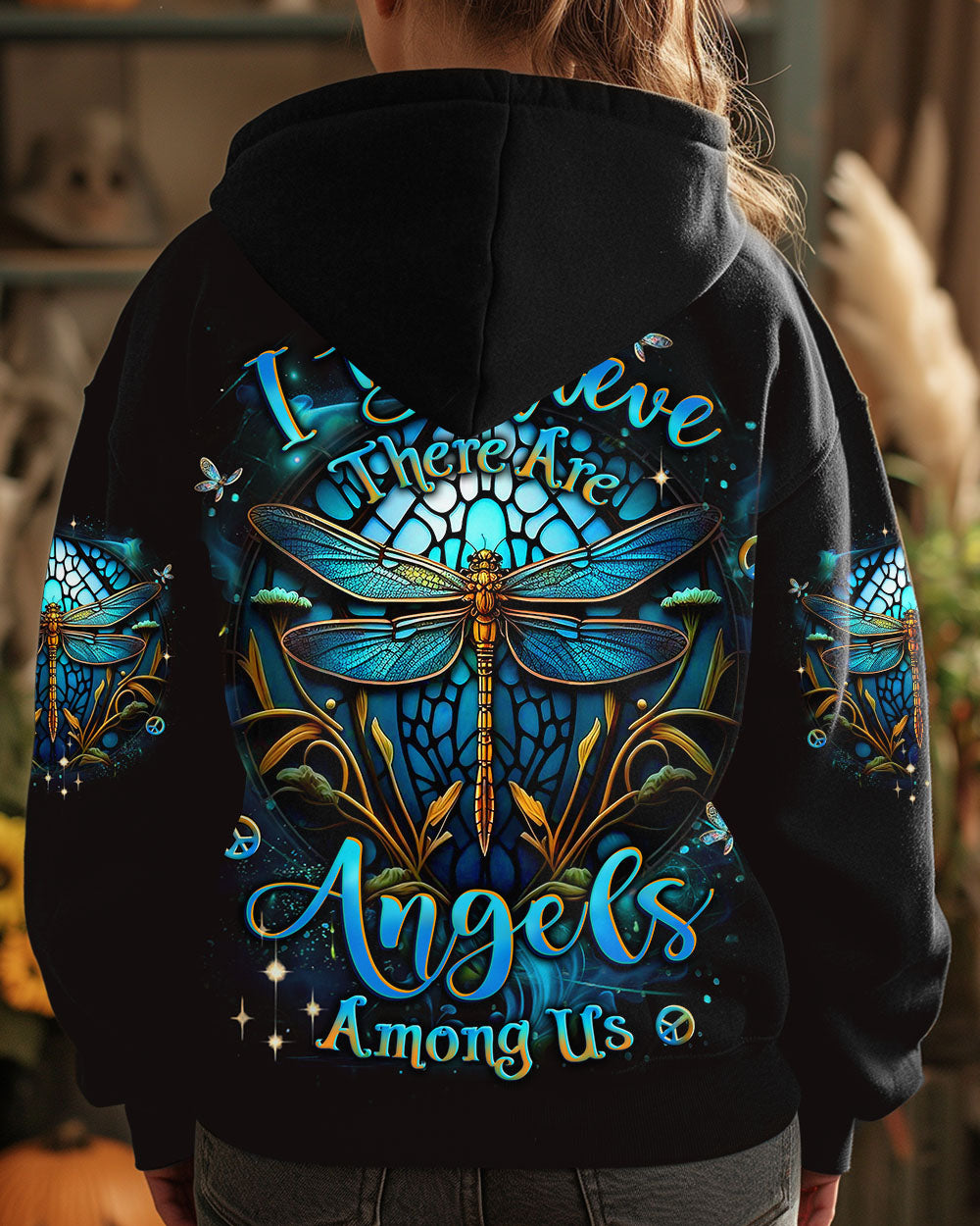I BELIEVE THERE ARE ANGELS AMONG US DRAGONFLY ALL OVER PRINT - YHLT0312243