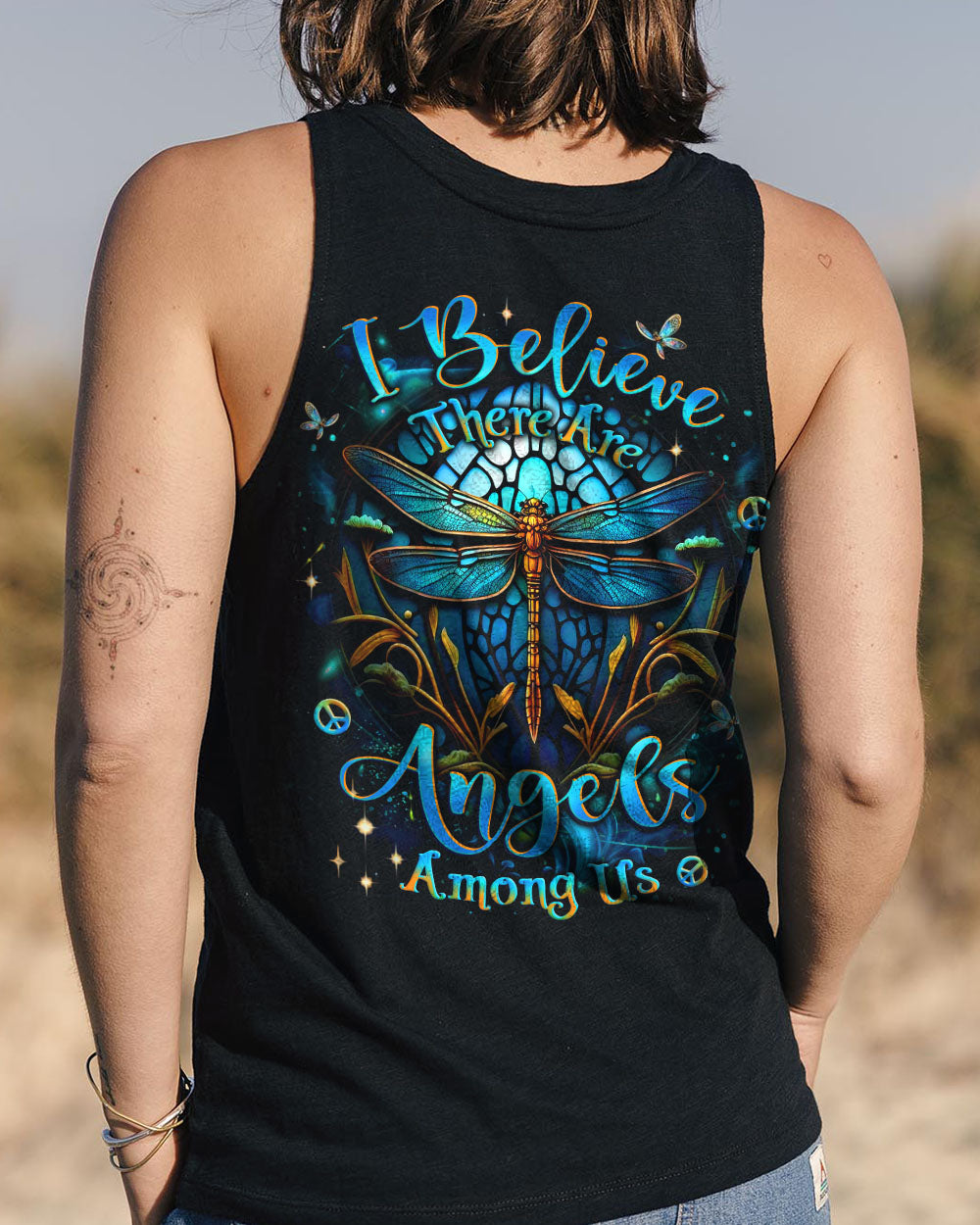 I BELIEVE THERE ARE ANGELS AMONG US DRAGONFLY ALL OVER PRINT - YHLT0312243