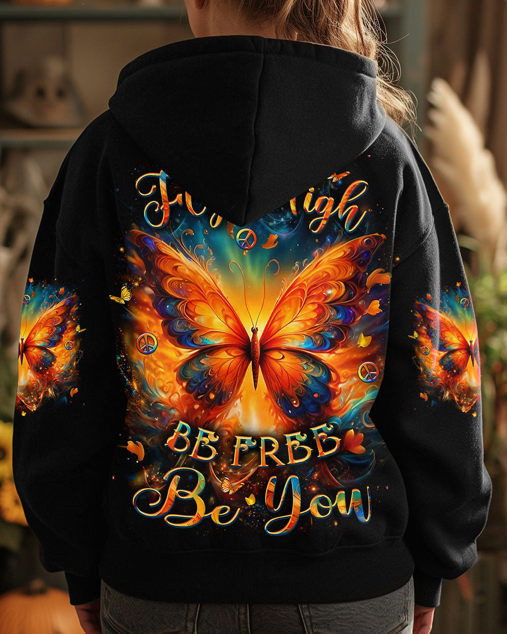FLY HIGH BE FREE BE YOU BUTTERFLY ALL OVER PRINT - YHLT0403253