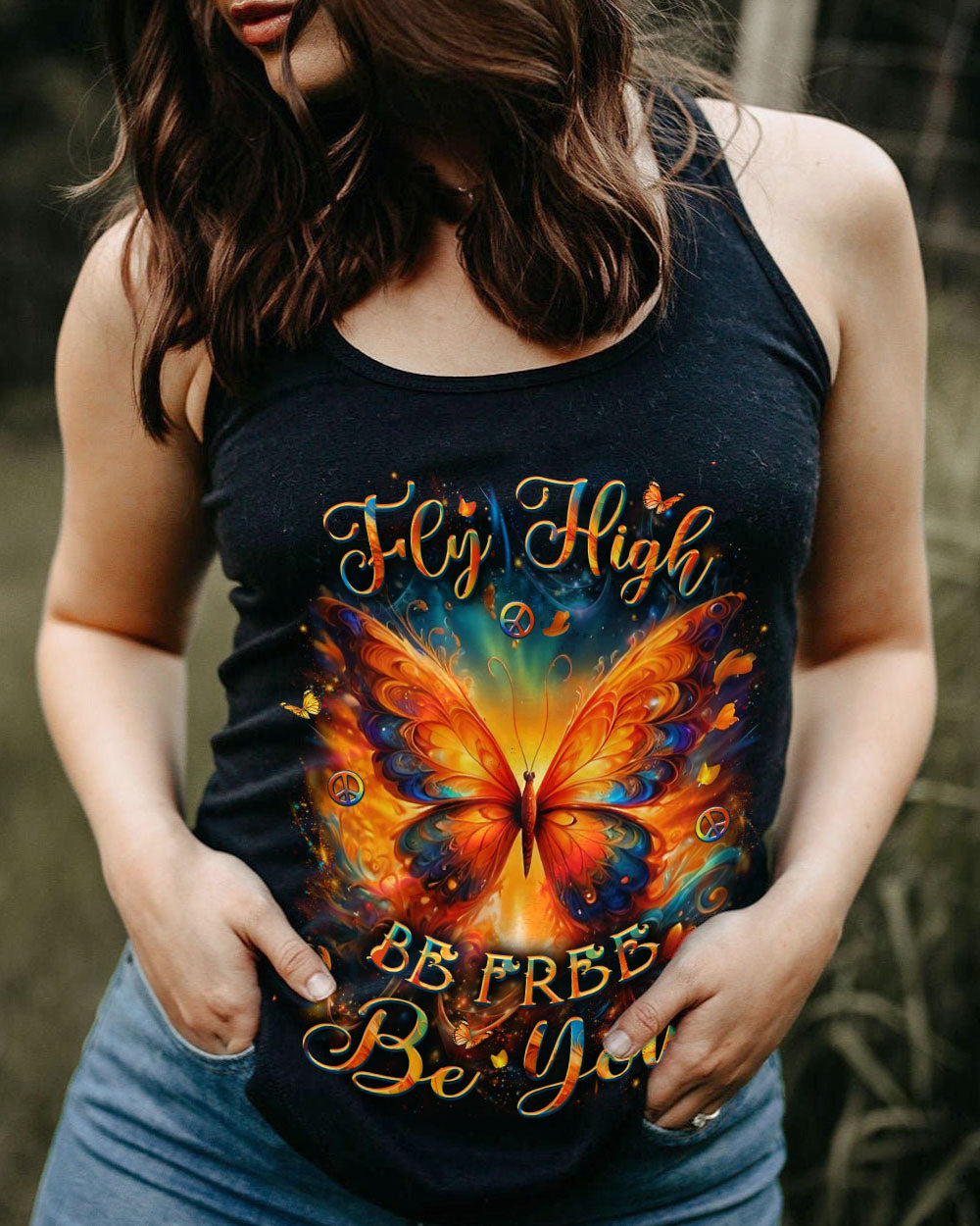 FLY HIGH BE FREE BE YOU BUTTERFLY ALL OVER PRINT - YHLT0403253