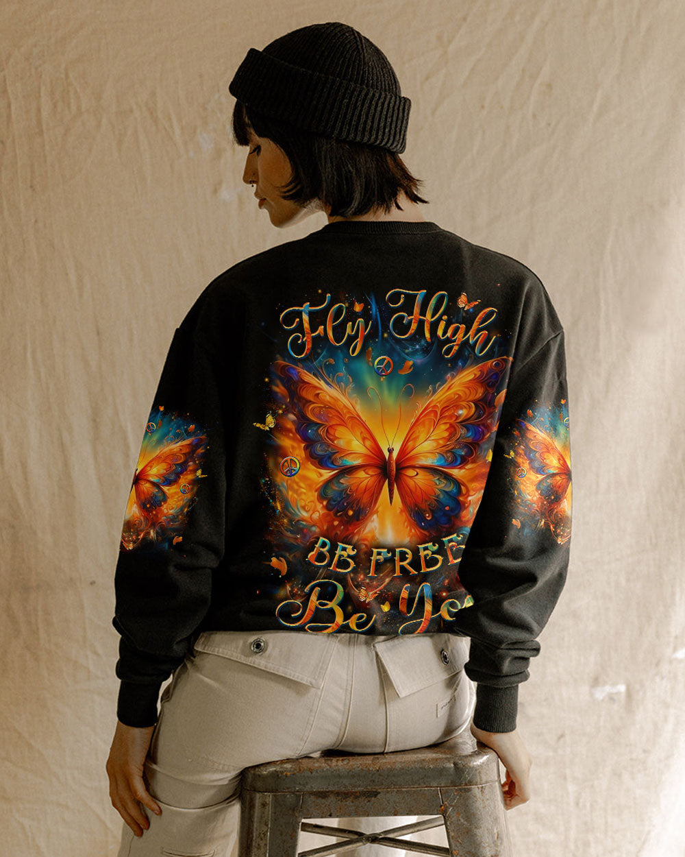 FLY HIGH BE FREE BE YOU BUTTERFLY ALL OVER PRINT - YHLT0403253