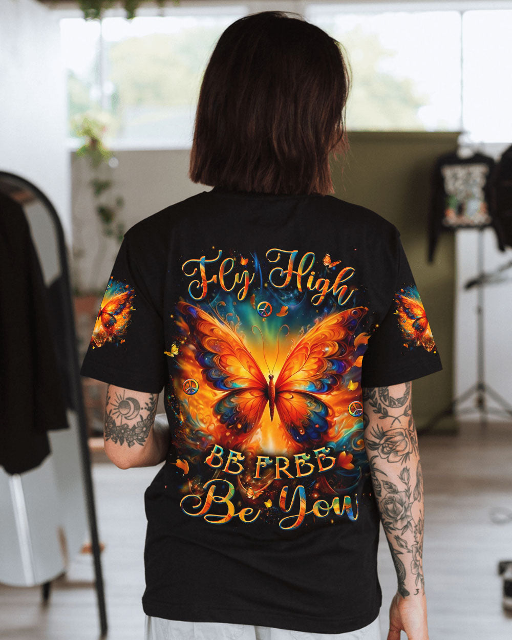 FLY HIGH BE FREE BE YOU BUTTERFLY ALL OVER PRINT - YHLT0403253