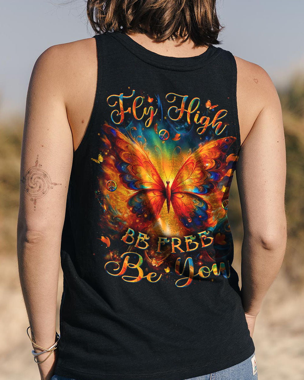 FLY HIGH BE FREE BE YOU BUTTERFLY ALL OVER PRINT - YHLT0403253
