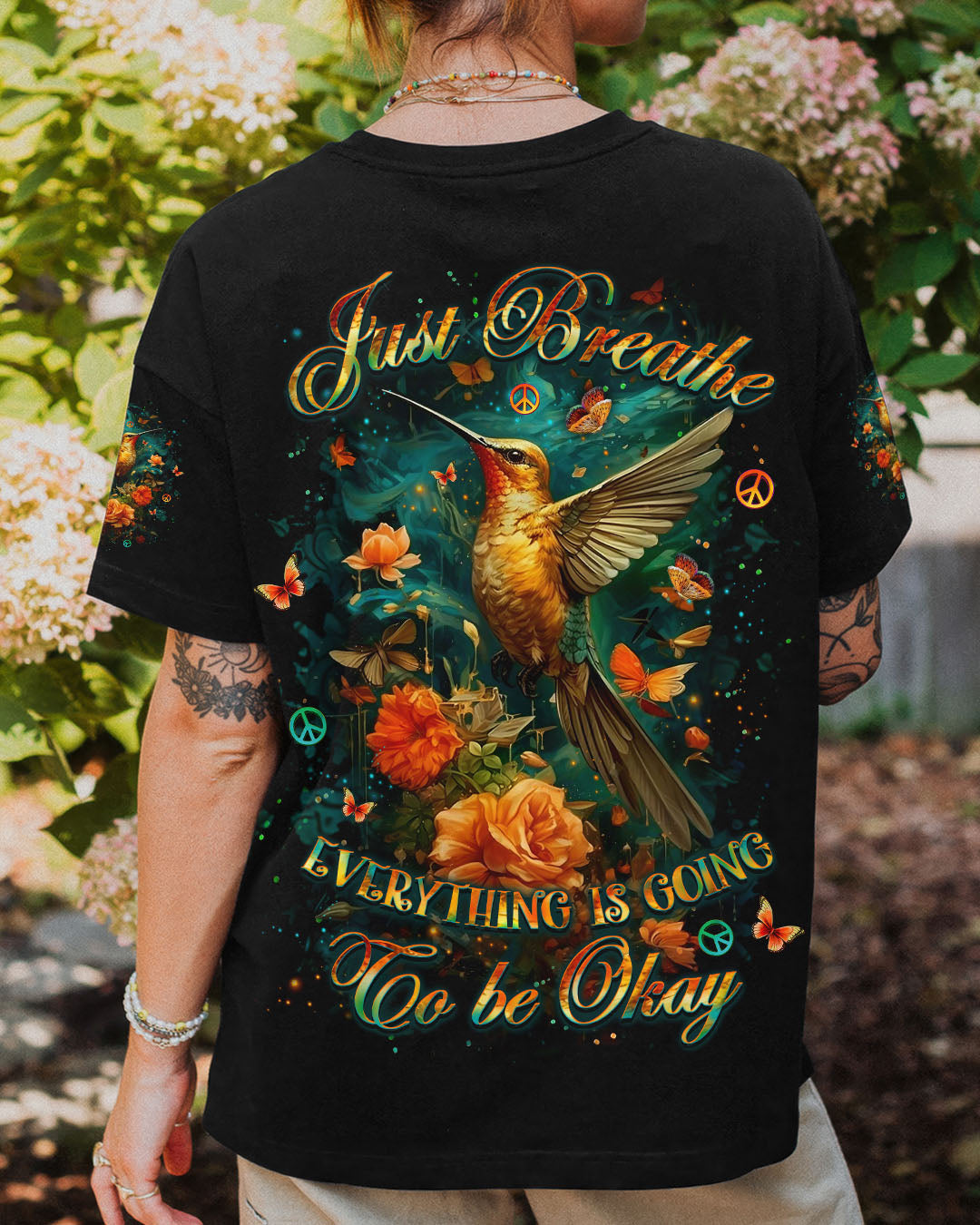 JUST BREATHE HUMMINGBIRD ALL OVER PRINT - YHLT0404251