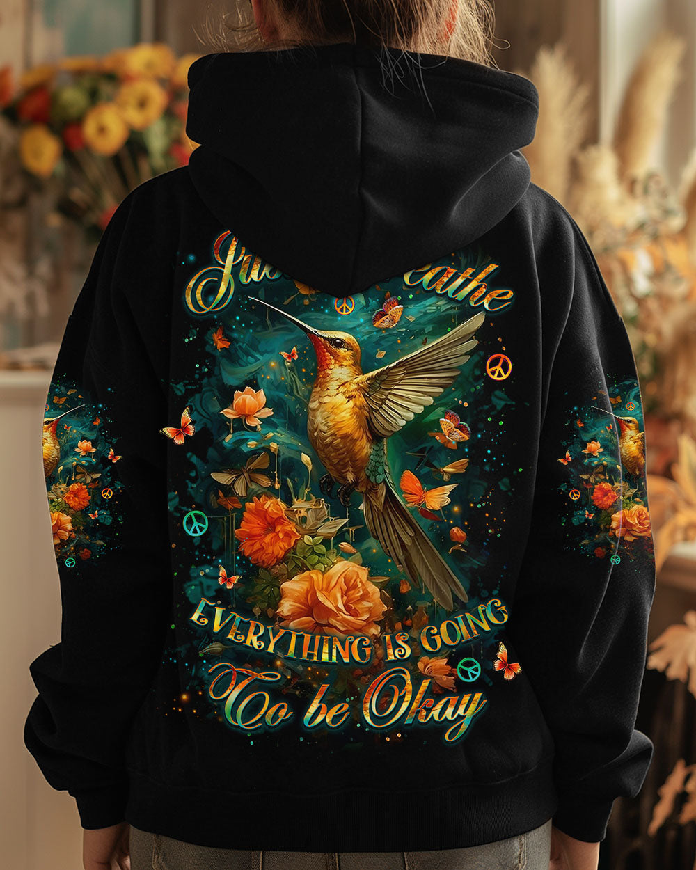 JUST BREATHE HUMMINGBIRD ALL OVER PRINT - YHLT0404251