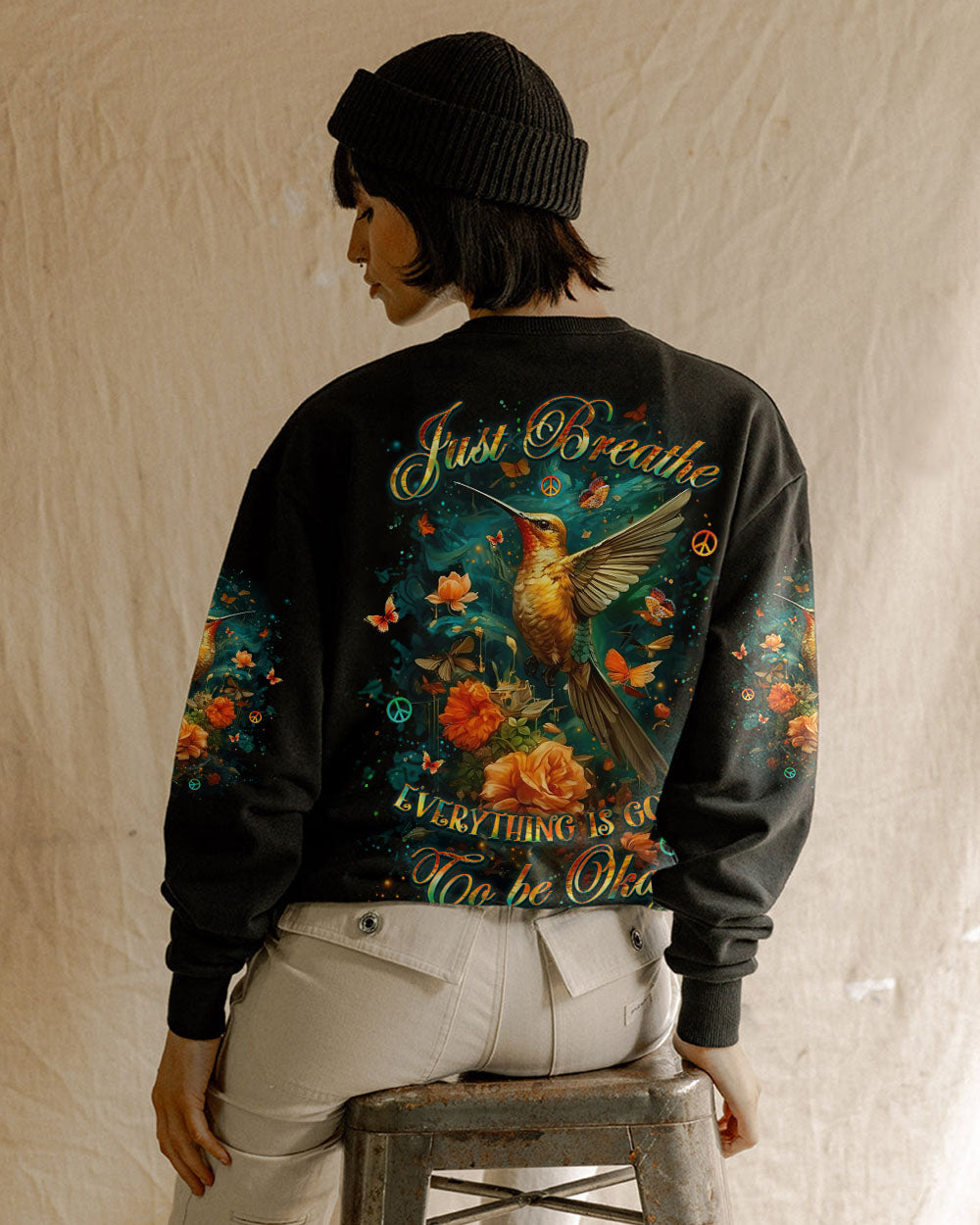 JUST BREATHE HUMMINGBIRD ALL OVER PRINT - YHLT0404251