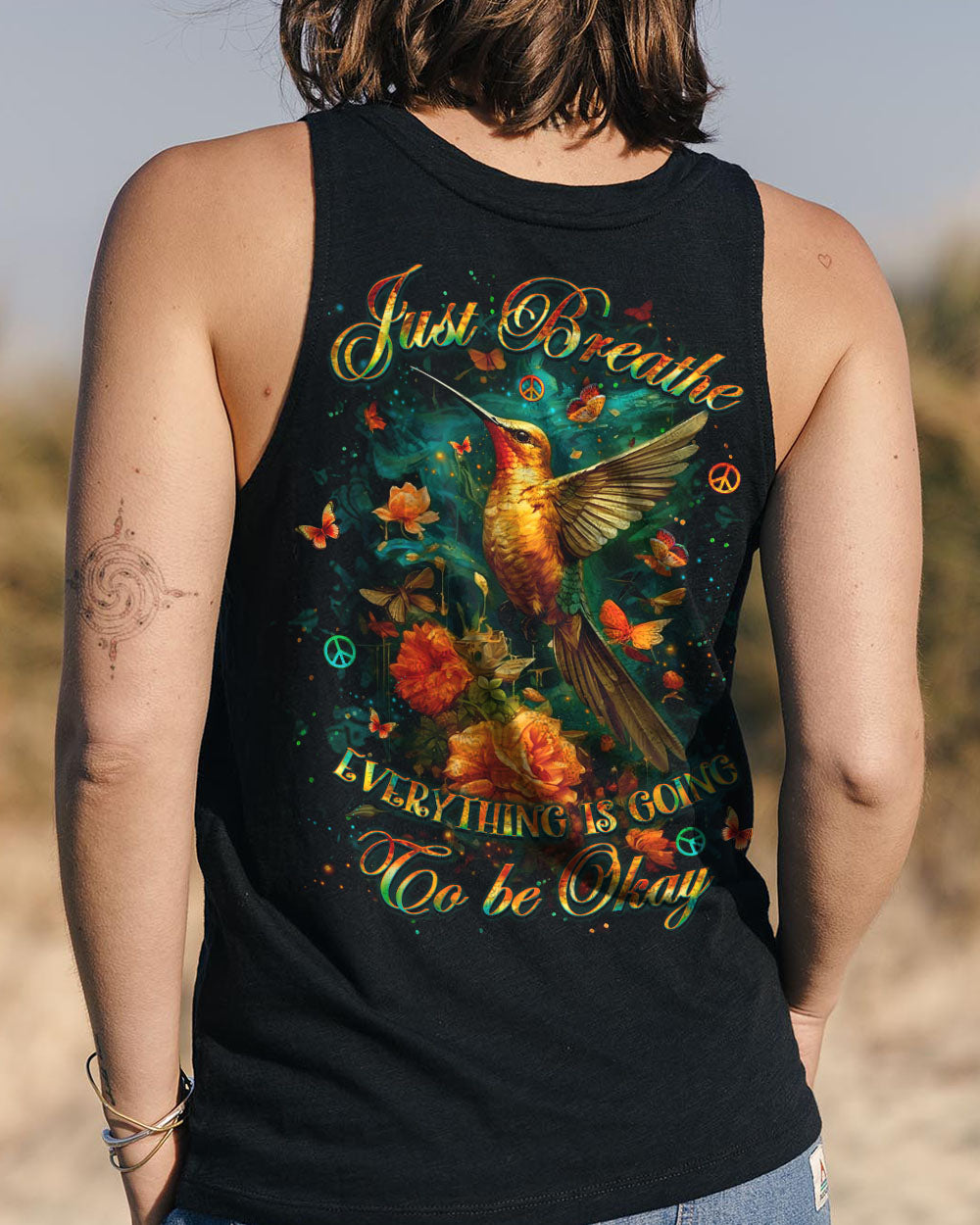 JUST BREATHE HUMMINGBIRD ALL OVER PRINT - YHLT0404251