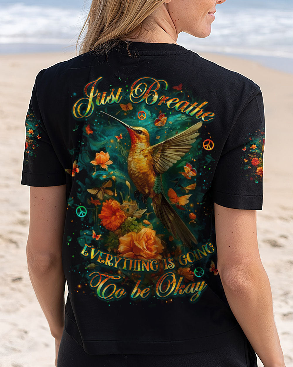 JUST BREATHE HUMMINGBIRD ALL OVER PRINT - YHLT0404251