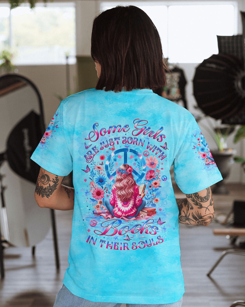 SOME GIRLS ARE JUST BORN WITH BOOKS ALL OVER PRINT - YHLT0406243
