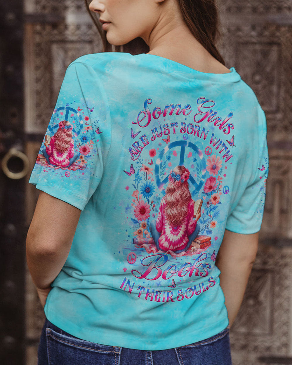 SOME GIRLS ARE JUST BORN WITH BOOKS ALL OVER PRINT - YHLT0406243