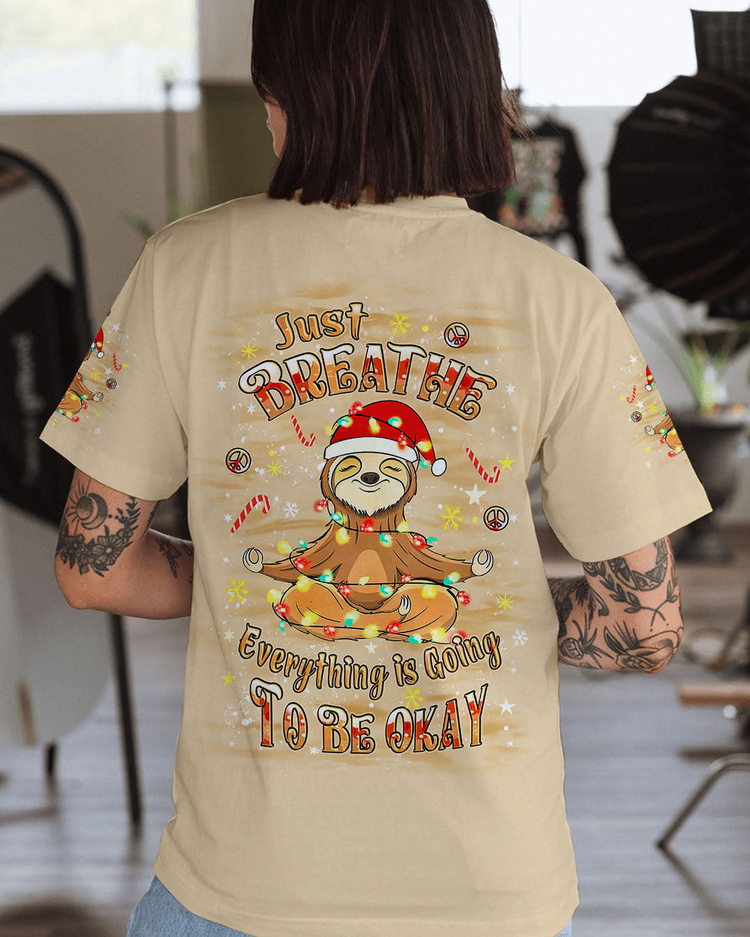 JUST BREATHE CHRISTMAS SLOTH ALL OVER PRINT - YHLT0411252
