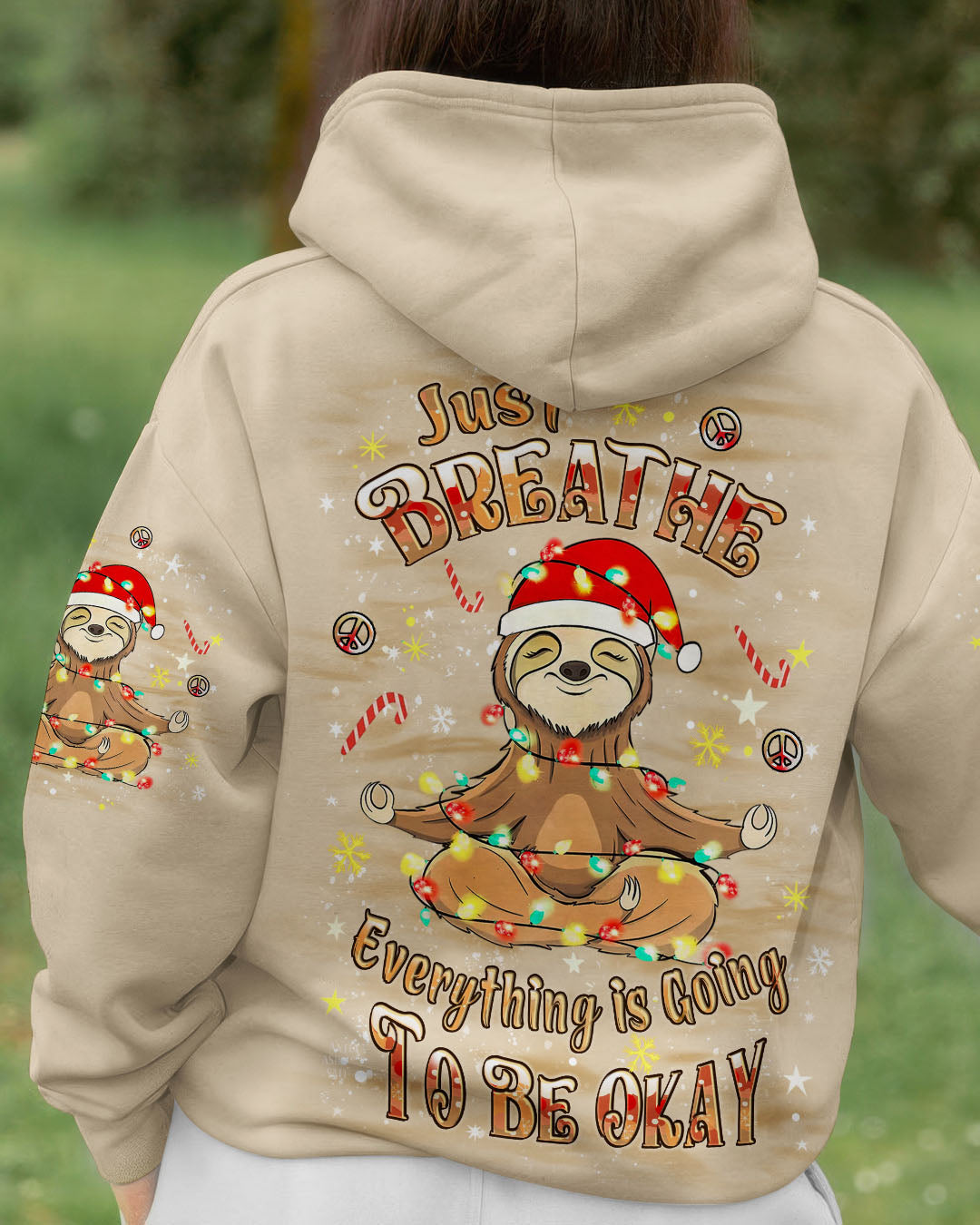 JUST BREATHE CHRISTMAS SLOTH ALL OVER PRINT - YHLT0411252