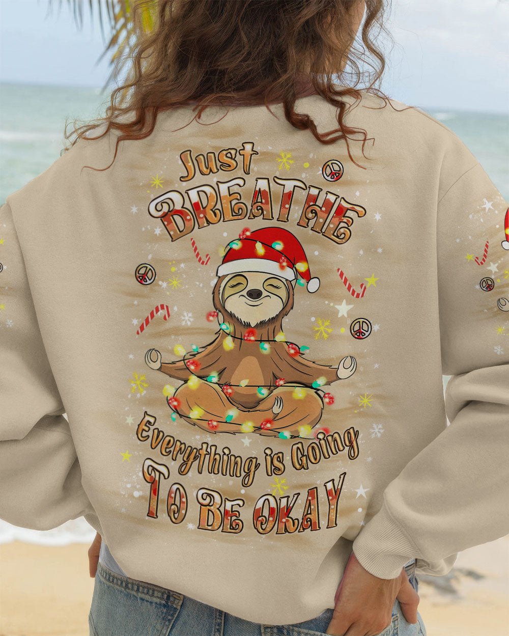 JUST BREATHE CHRISTMAS SLOTH ALL OVER PRINT - YHLT0411252
