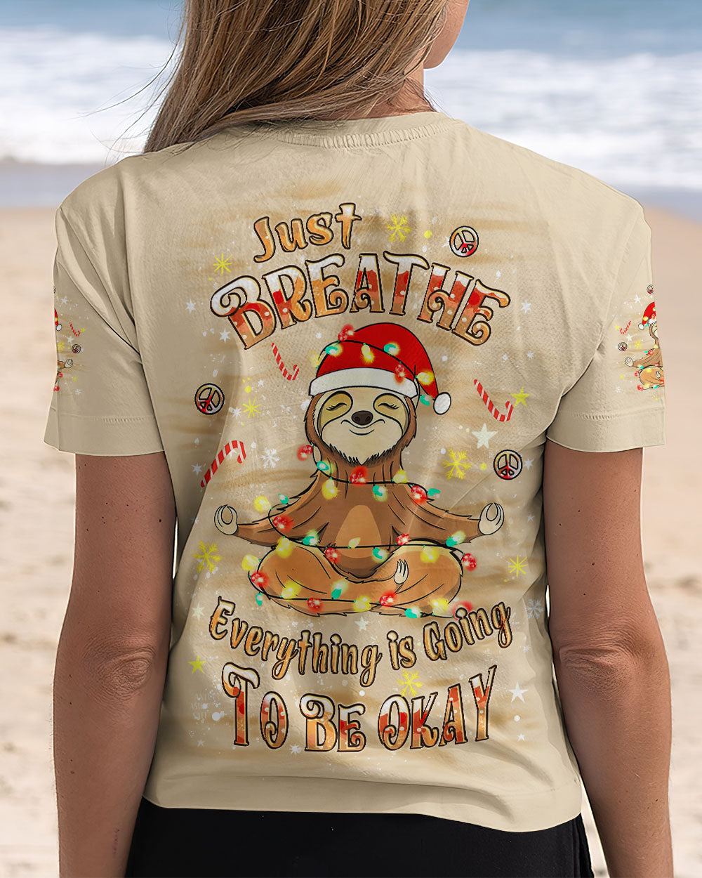 JUST BREATHE CHRISTMAS SLOTH ALL OVER PRINT - YHLT0411252
