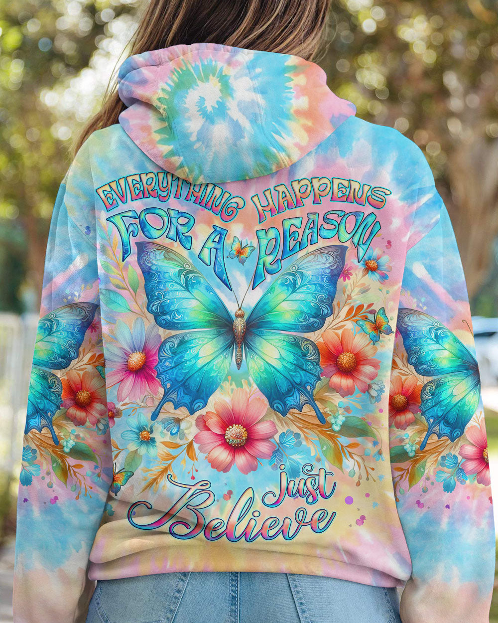 EVERYTHING HAPPENS FOR A REASON BUTTERFLY ALL OVER PRINT - YHLT0412233