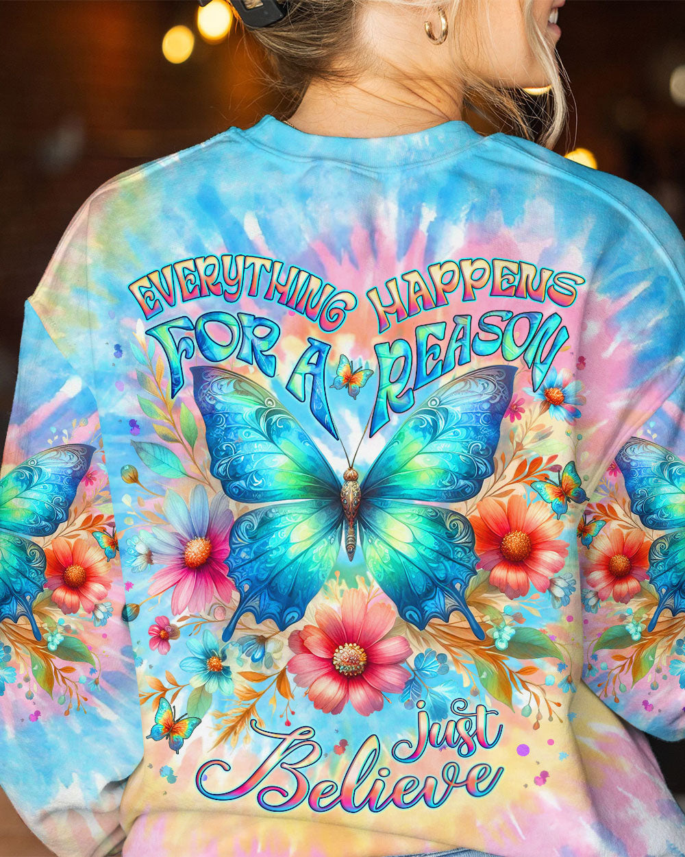 EVERYTHING HAPPENS FOR A REASON BUTTERFLY ALL OVER PRINT - YHLT0412233