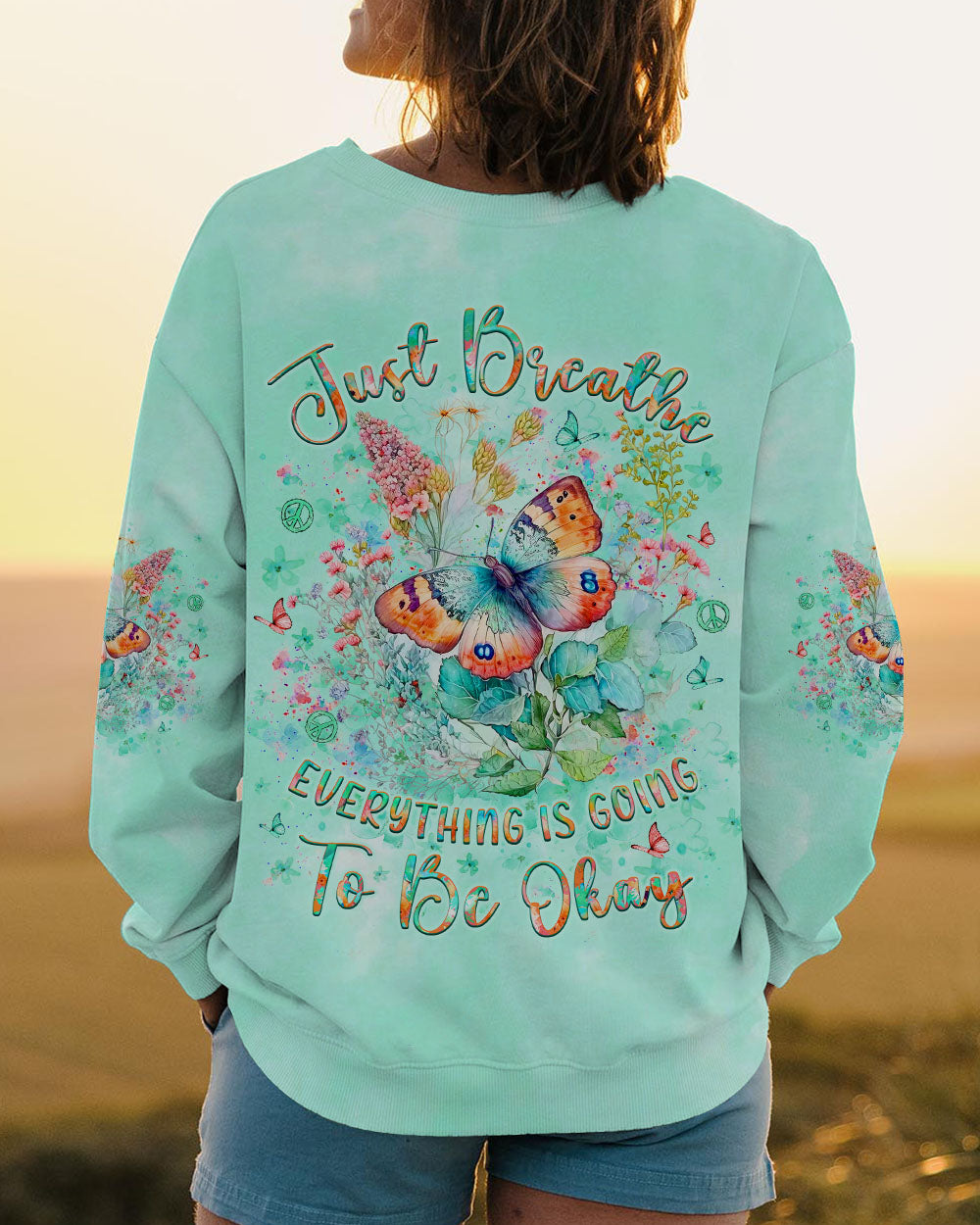 JUST BREATHE BUTTERFLY ALL OVER PRINT - YHLT0504241