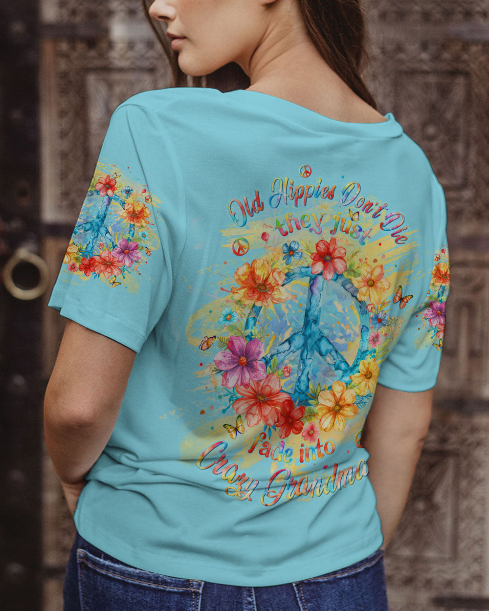OLD HIPPIES DON'T DIE HIPPIE GRANDMAS ALL OVER PRINT - YHLT0508242