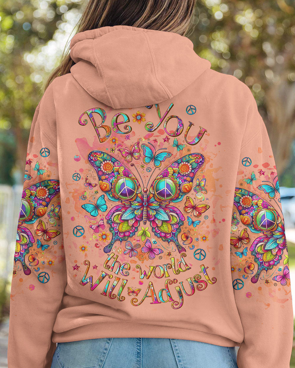BE YOU THE WORLD WILL ADJUST BUTTERFLY ALL OVER PRINT - YHLT0612231