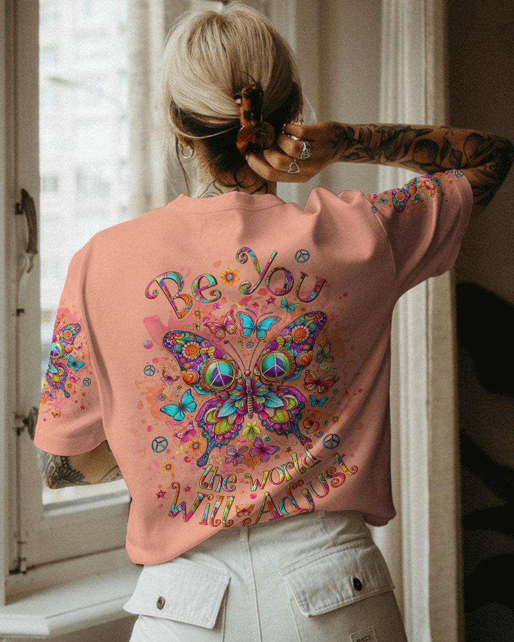 BE YOU THE WORLD WILL ADJUST BUTTERFLY ALL OVER PRINT - YHLT0612231