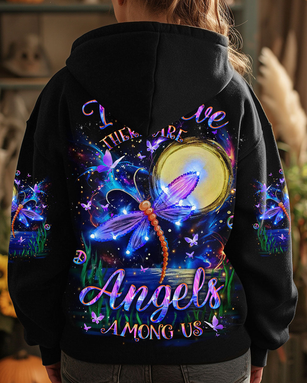 I BELIEVE THERE ARE ANGELS AMONG US DRAGONFLY ALL OVER PRINT - YHLT0612242