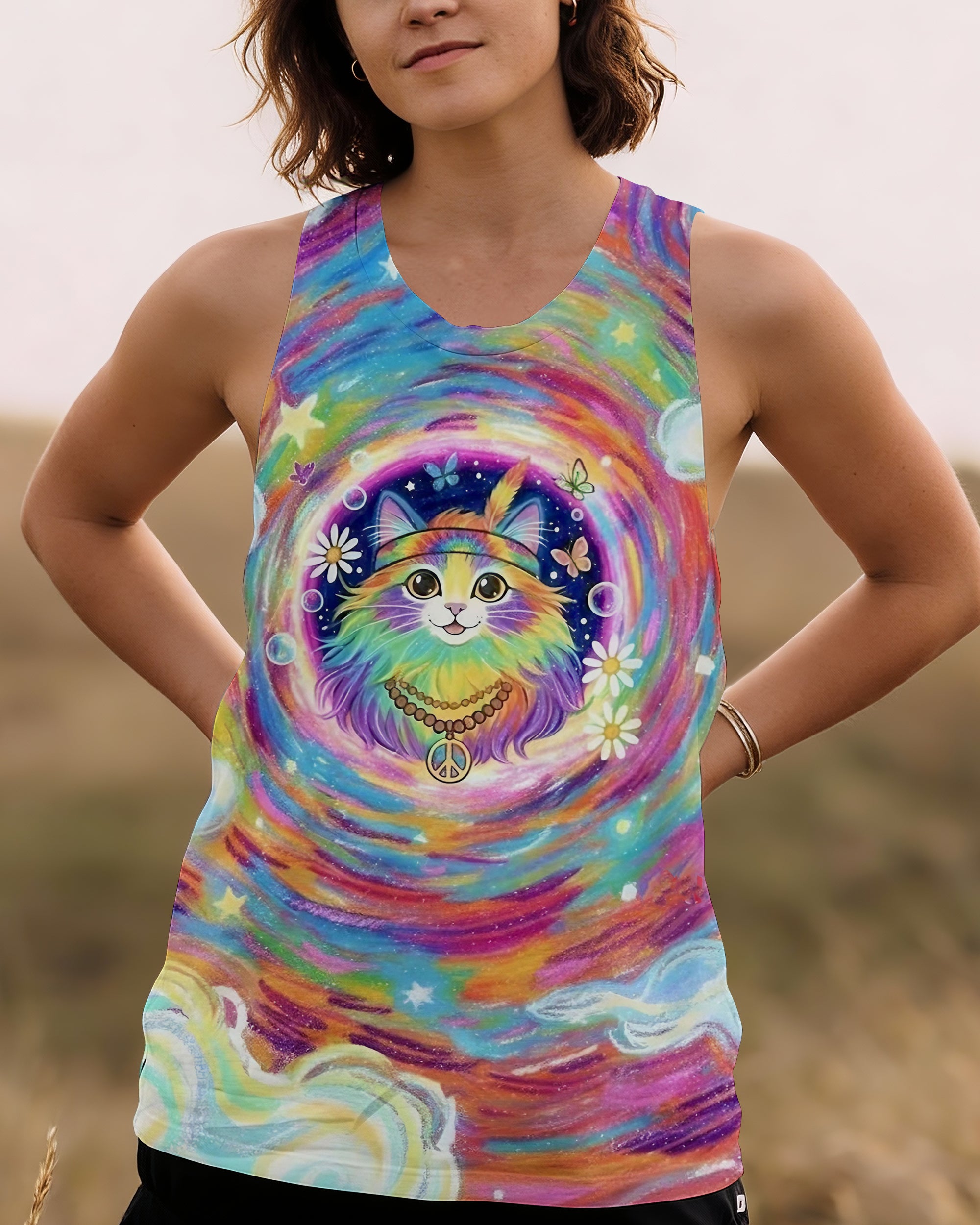 GROOVY GALAXY CAT ALL OVER PRINT - YHLT0801261