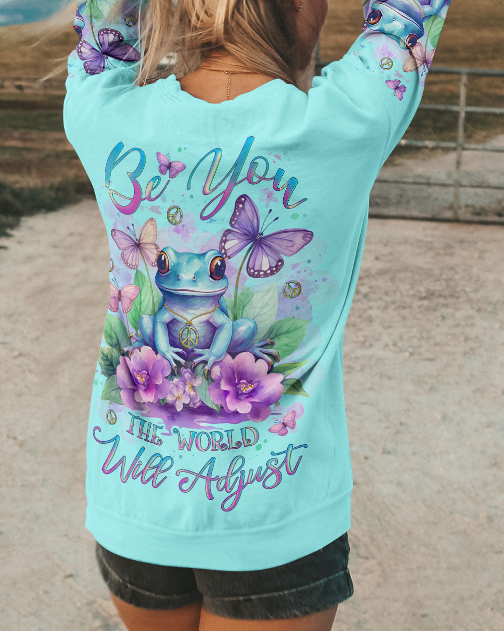 BE YOU THE WORLD WILL ADJUST FROG ALL OVER PRINT - YHLT0812232