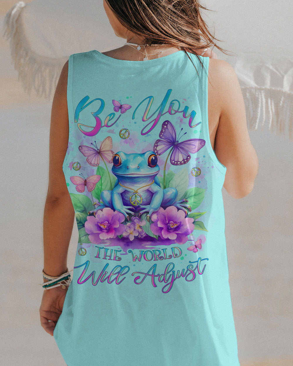 BE YOU THE WORLD WILL ADJUST FROG ALL OVER PRINT - YHLT0812232