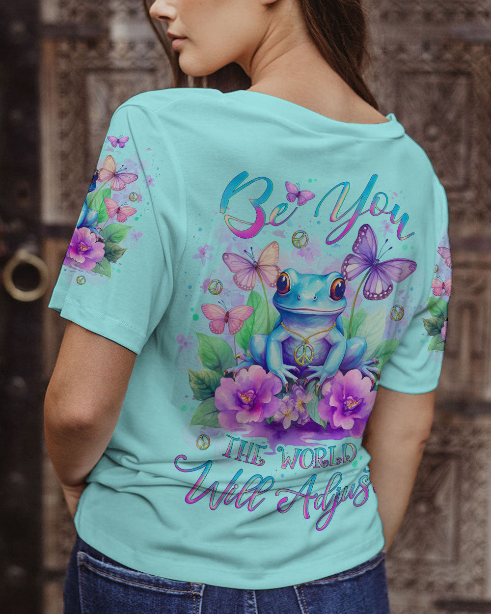 BE YOU THE WORLD WILL ADJUST FROG ALL OVER PRINT - YHLT0812232