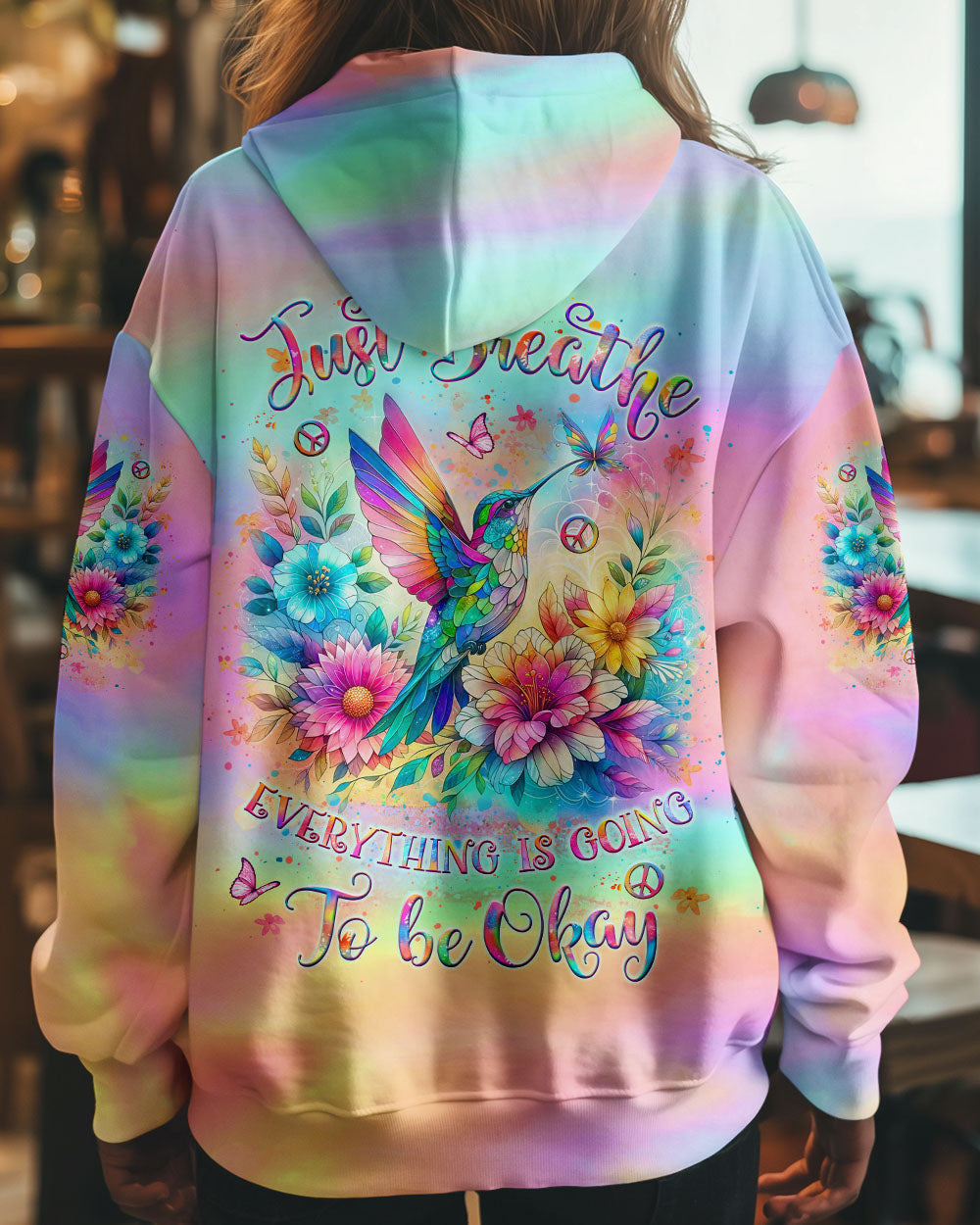 JUST BREATHE HUMMINGBIRD ALL OVER PRINT - YHLT0909241