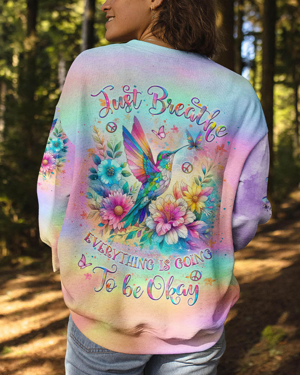 JUST BREATHE HUMMINGBIRD ALL OVER PRINT - YHLT0909241