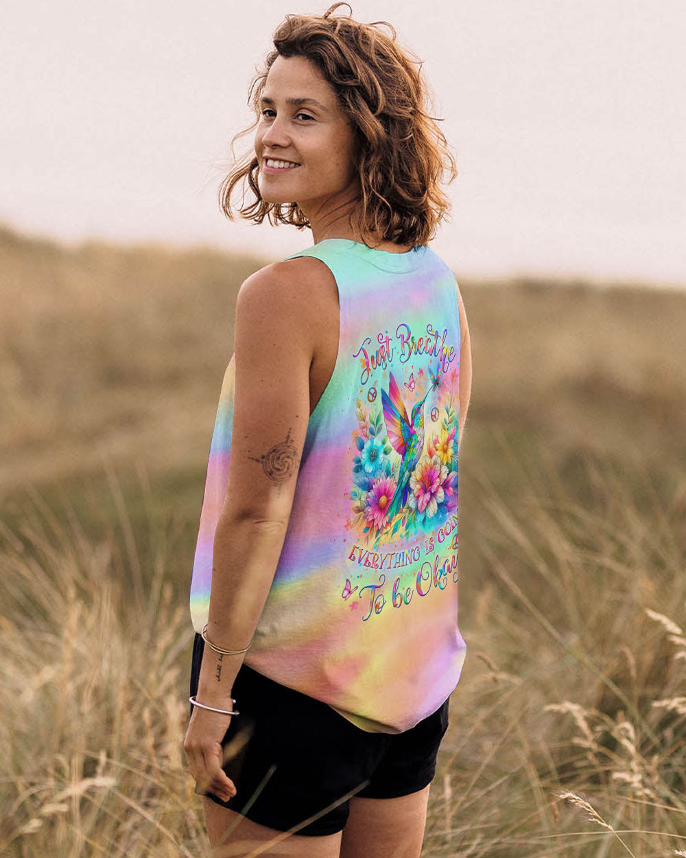 JUST BREATHE HUMMINGBIRD ALL OVER PRINT - YHLT0909241